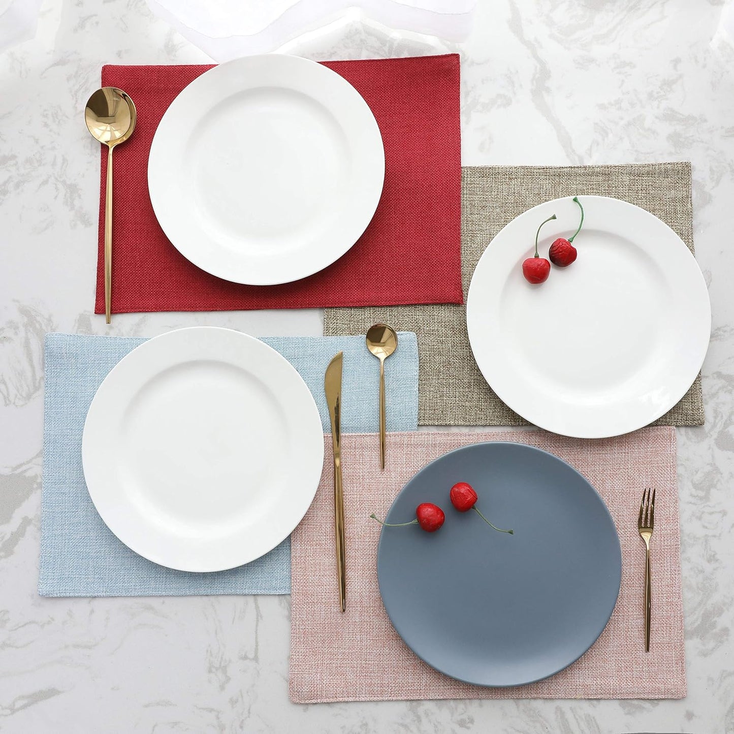 Home Brilliant Linen Placemats Set of 4 Heat Resistant Dining Table Cloth Place Mats Kitchen Table Mats Placemats Table Spring Decor, Natural Linen