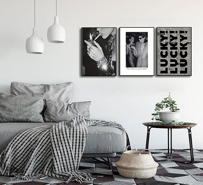 6pcs Trendy Leopard Wall Art Neutral Black And White Cheetah Paintings Martini Lucky Posters Prints Poker Preppy Fashion Luxury Wall Decor For Girly Bedroom Apartment Dorm Decoration(Unframed)
