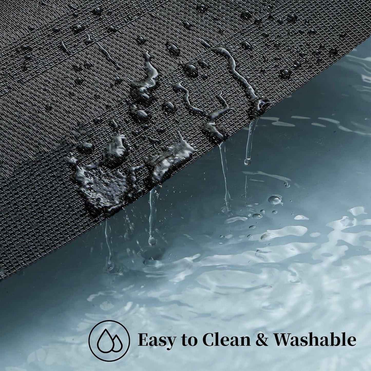 Leetaltree Black Frame Placemats Set of 4 - Heat Resistant Non-Slip Place mats for Dining Table, Washable Durable PVC Vinyl Woven Table Mats（Black Frame, 4）