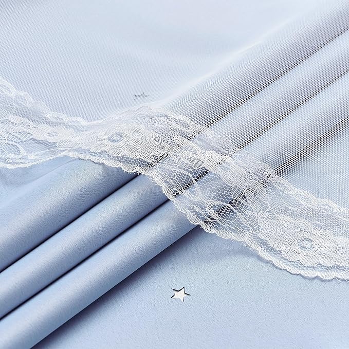 XiDi Light Blue Blackout Curtains for Girls Bedroom Living Room 84 Inches Long 2 Panels Star Curtains Boys Kids Room Darkening Thermal Insulated Drapes Grommet Noise Reduction Window Treatments 52x84