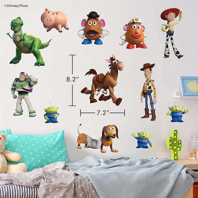 Disney Toy Story Wall Decals - Set of 12 Vinyl Stickers for Nursery Bedroom Bathroom - Peel and Stick Room Decorations