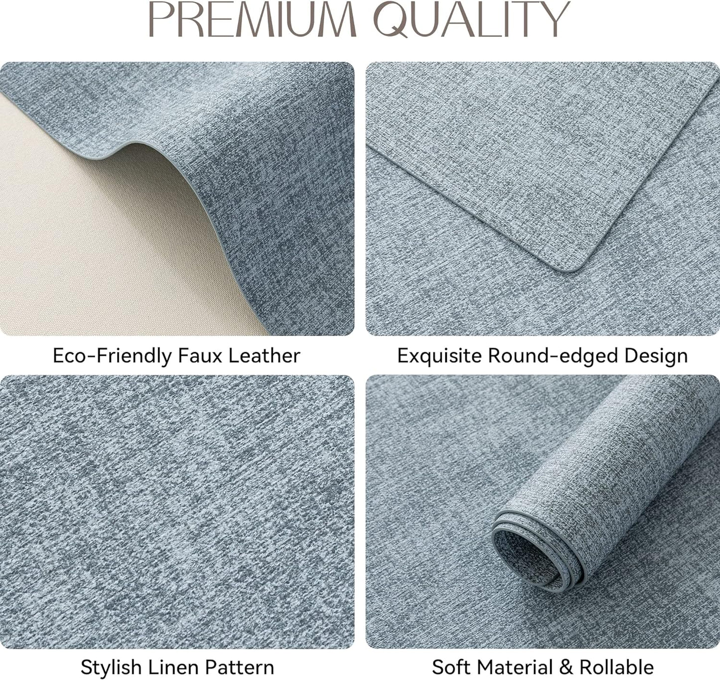 Romanstile Vinyl Placemats Set of 12-12 X 18 Inch - Heat Resistant Place Mats 100% Waterproof Oilproof Wipeable Reversible Faux Leather Table Mats for Kitchen/Dining/Party/Outdoor, Sky Blue
