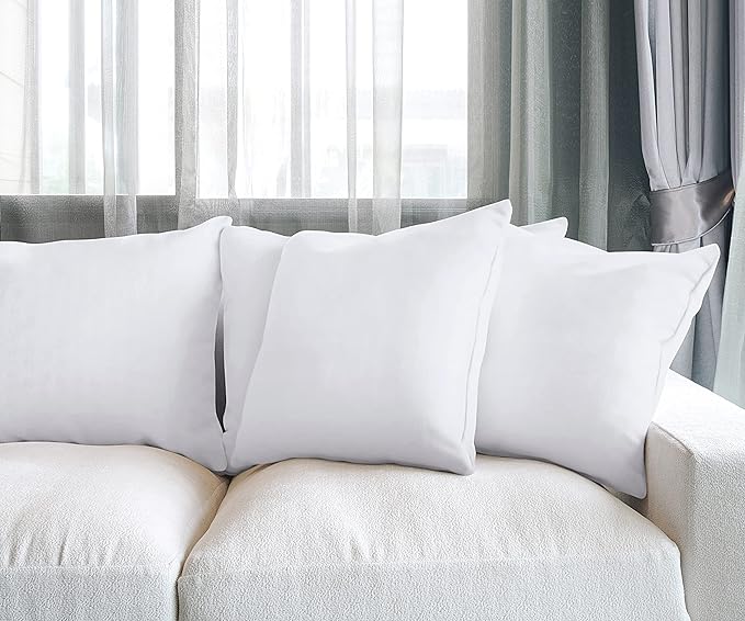Utopia Bedding Throw Pillows (Set of 4, White) – 20 x 20 Inches Down Alternative Pillows for Bed, Sofa, and Couch - Fluffy Decorative Stuffer Pillow for Indoors & Outdoors
