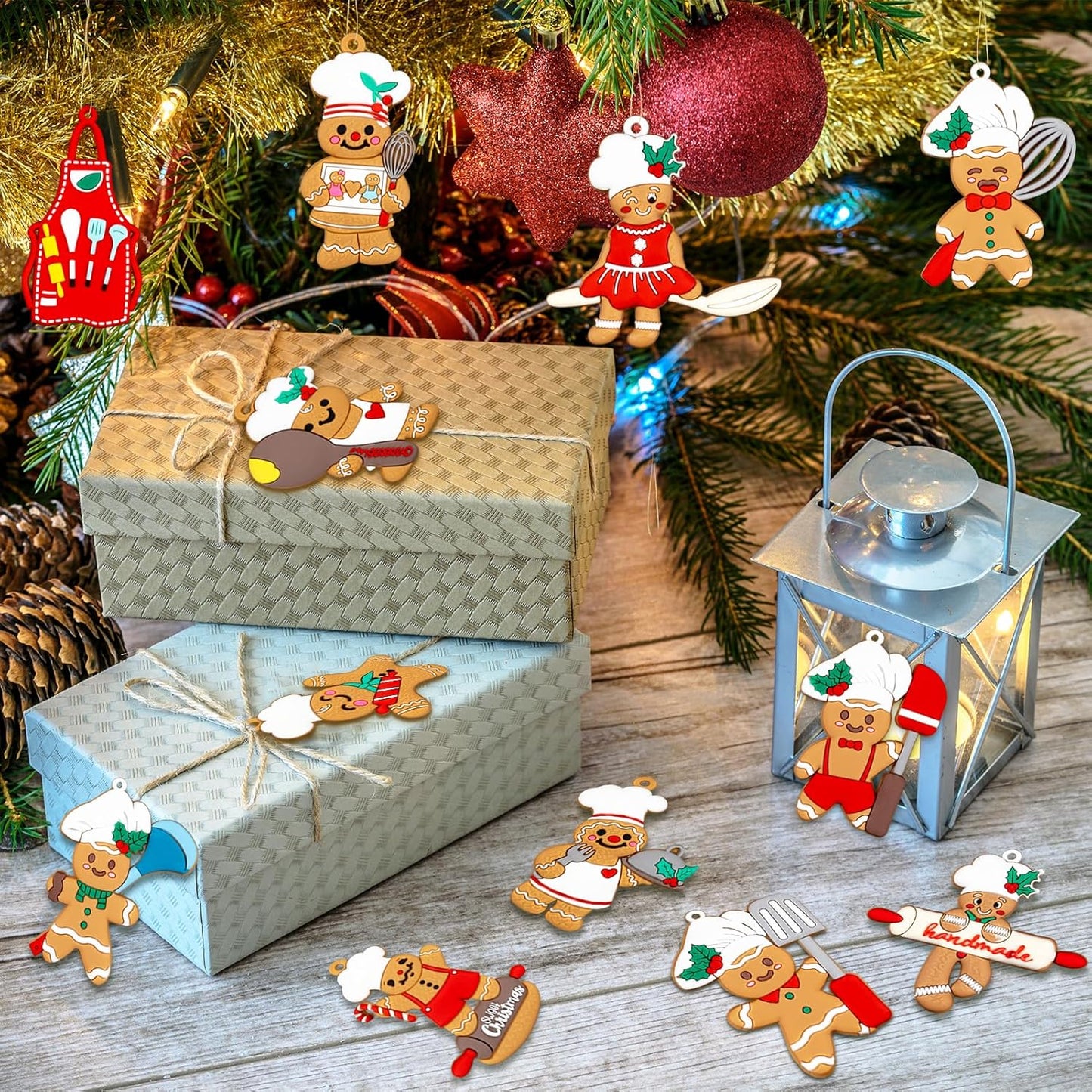 36pcs Gingerbread Christmas Decoration for Tree - Cooking Gingerbread Man Ornaments Christmas Hanging Decor for Christmas Tree Home Kitchen Decor Party Supplies