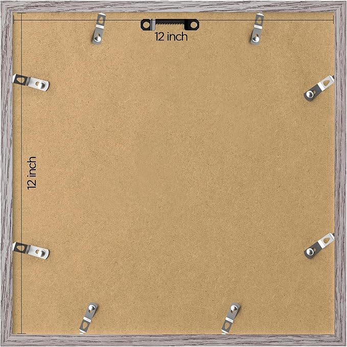 eletecpro 12x12 Picture Frames Set of 9 with Mat for 8x8 Photos or without Mat for 12x12, Square Gallery Wall Decor Collage for Picture Display, Grey Frame Set for Wall Hanging