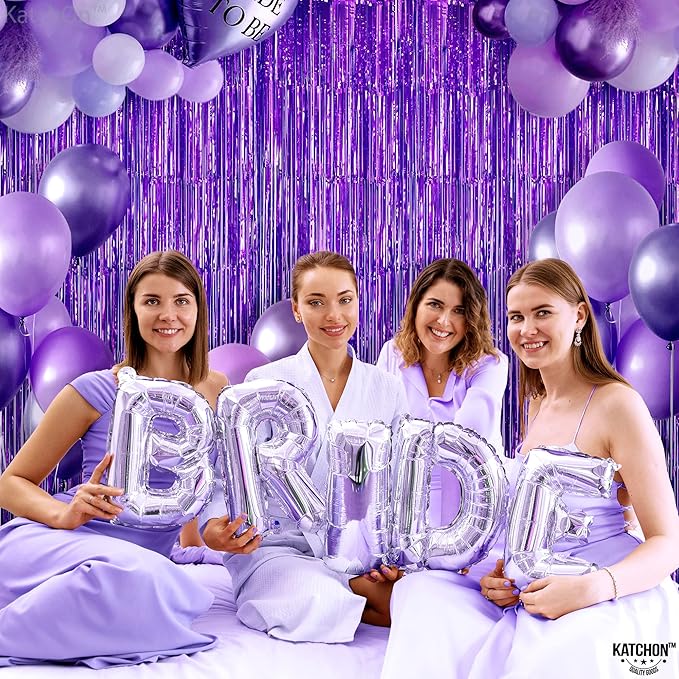 KatchOn, Metallic Purple Foil Fringe Curtain 3.2x8 Ft, Pack of 2 | Streamer Backdrops for Purple Birthday Decorations, Ramadan Decorations for Home | Backdrops for Graduation Decoration 2026