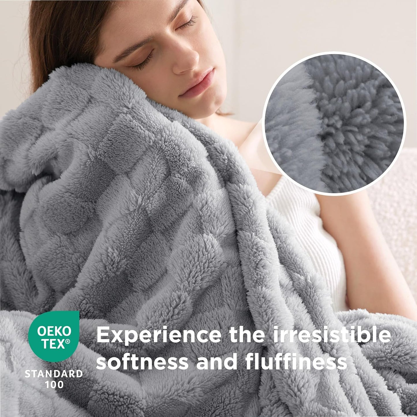 Bedsure GentleSoft Twin Blanket for Bed Silver Grey - Super Soft Cozy Blankets for Women Men Girls, Cute Fuzzy Fleece Throws for Bedroom Couch, 60x80 Inches