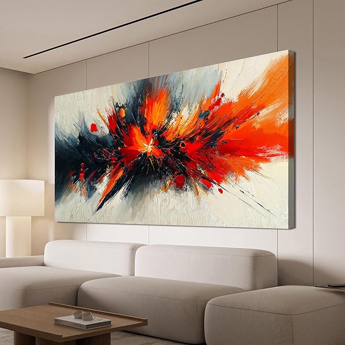 Canvas Wall Art Decor Large Wall Pictures for Living Room Abstract Black and White Wall Art Decor Abstract Artwork for Walls Modern Abstract Red Wall Art Prints Bedroom Office Wall Decor 24" X 48"