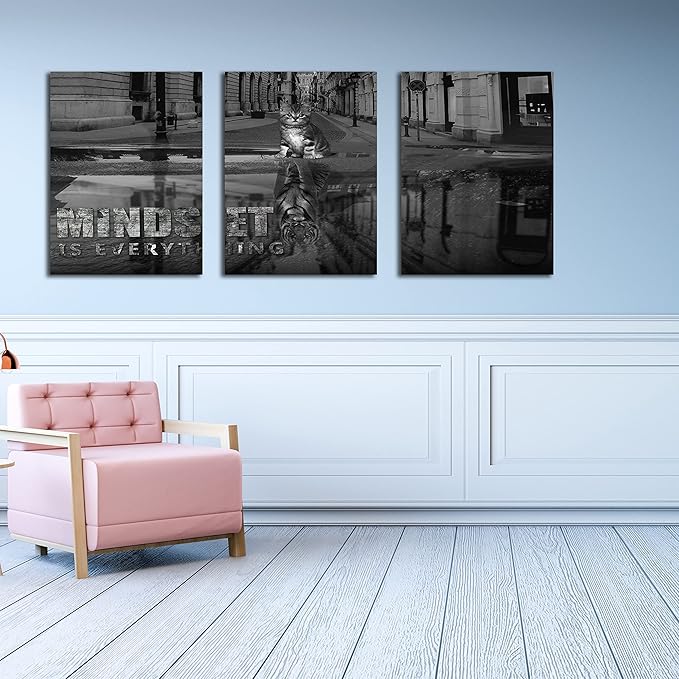 3 Panels Motivational Canvas Wall Art Inspirational Wall Art Entrepreneur Quotes Poster Print Artwork Painting Picture for Framed Home Decoration Living Room office bedroom 60" W x 28" H