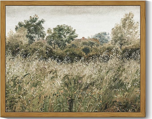 SHENIFY Vintage Landscape Framed Wall Art Meadow Scenery Farmhouse Decor Retro Painting for Living Room Bedroom Ready to Hang Wall Artwork - 8x10in Natural Framed