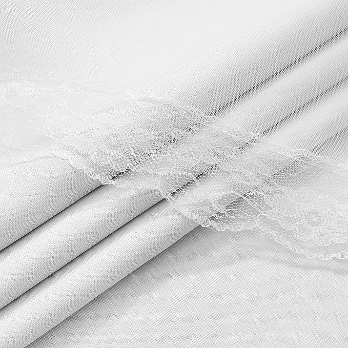 XiDi White Blackout Curtains with Sheer Overlay for Bedroom 63 Inches Long 2 Panels 100% Black Out Double Layer Curtains Thermal Insulated Room Darkening Grommet Short Drapes Greyish White 34W x 63L