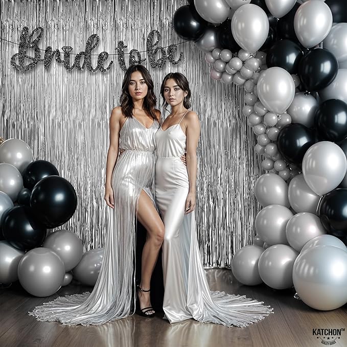KatchOn, XtraLarge Silver Foil Fringe Curtain - 3.2x8 ft Pack of 2, Streamers Backdrop for Graduation Decorations 2026, Silver Fringe Backdrop for Birthday Decor, Bachelorette party decorations
