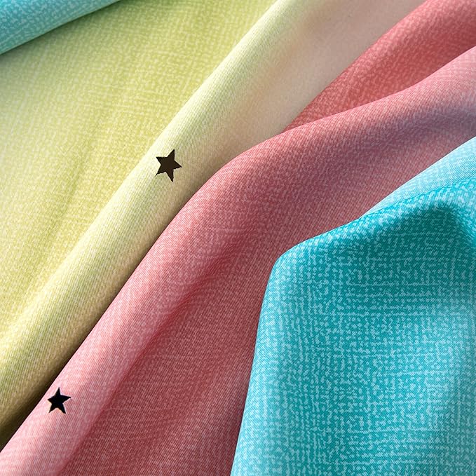 XiDi Curtains for Bedroom Decor, Rainbow Pink-Blue-34-45