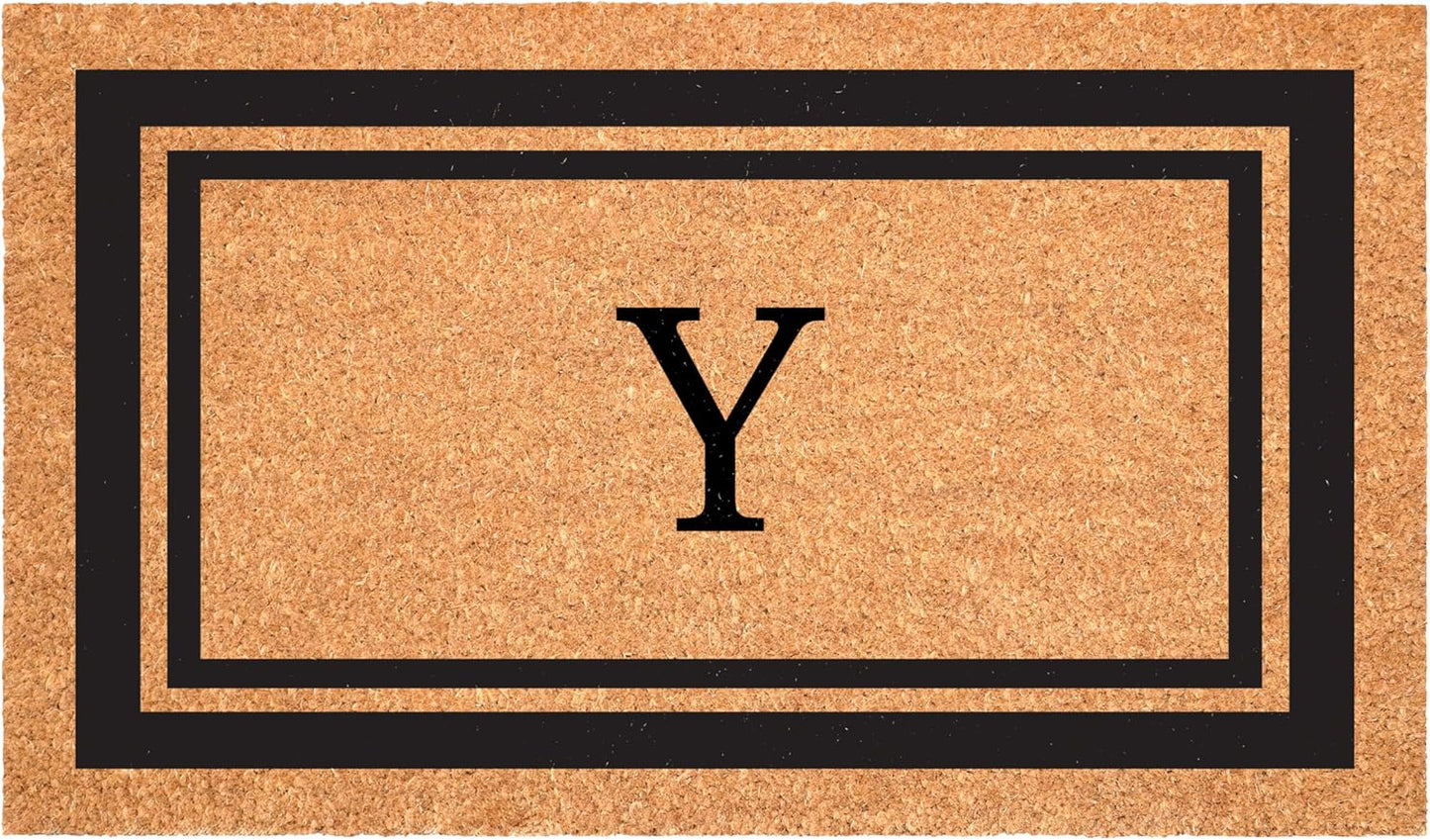 Calloway Mills 152962448 Black Border 24" x 48" Monogram Doormat (Letter Y)