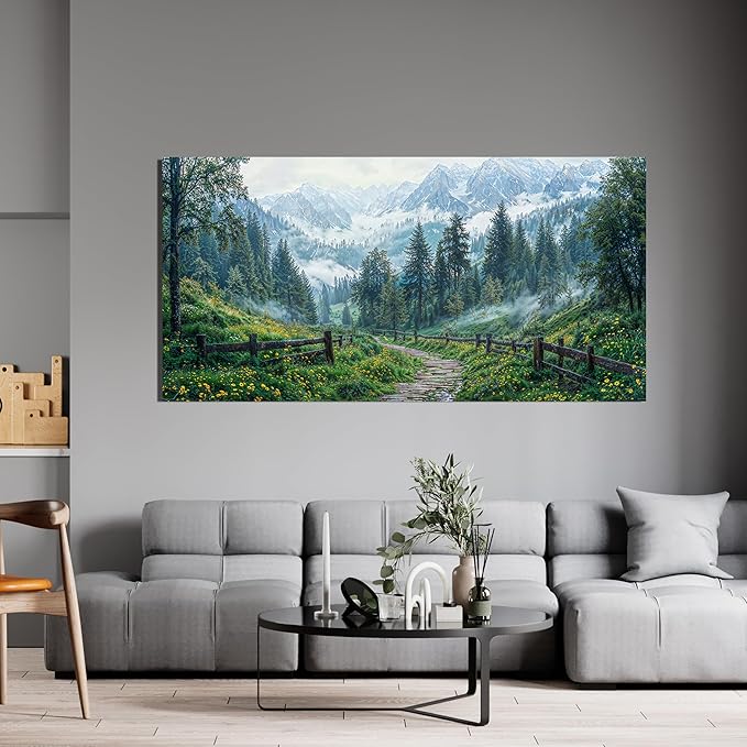 Canvas Wall Art Decor Canvas Art Wall Decor Modern Large Landscape Wall Art Decorations Wall Art Pictures for Living Room Artwork for Walls Green Forest Wall Art Prints Bedroom Office Decor 24"X48"