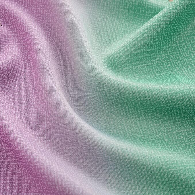 XiDi Blue & Rainbow Curtains for Kids & Girl Room - Blackout, Purple & Green 52x72 Inch Long 1 Panel with Unicorn Wall Decals