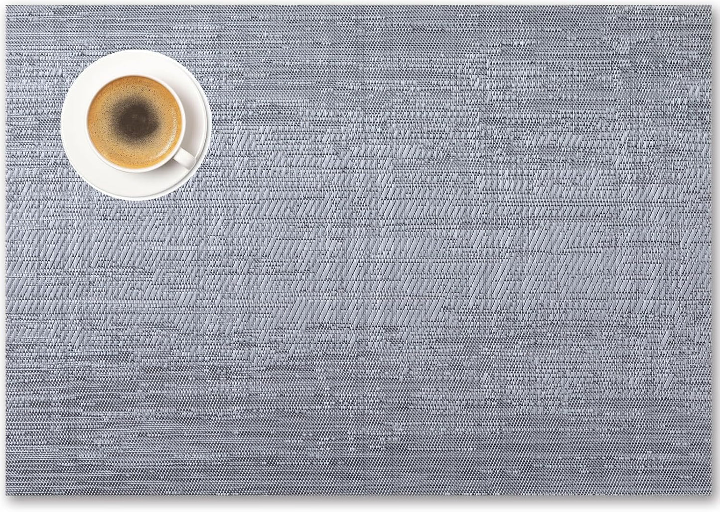 Placemats Set of 4 - Easy Clean Woven Vinyl Placemat for Dining Table, Indoor/Outdoor Place Mats, Washable PVC Table Mats（Gray）