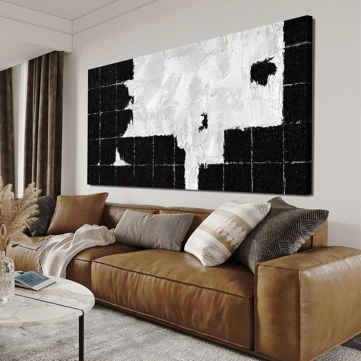 Canvas Wall Art Decor Wall Art Pictures for Living Room Black and White Wall Art Prints Large Modern Abstract Wall Art Abstract Canvas Art Wall Decor Artwork for Walls Bedroom Office Decor 29" X 58"
