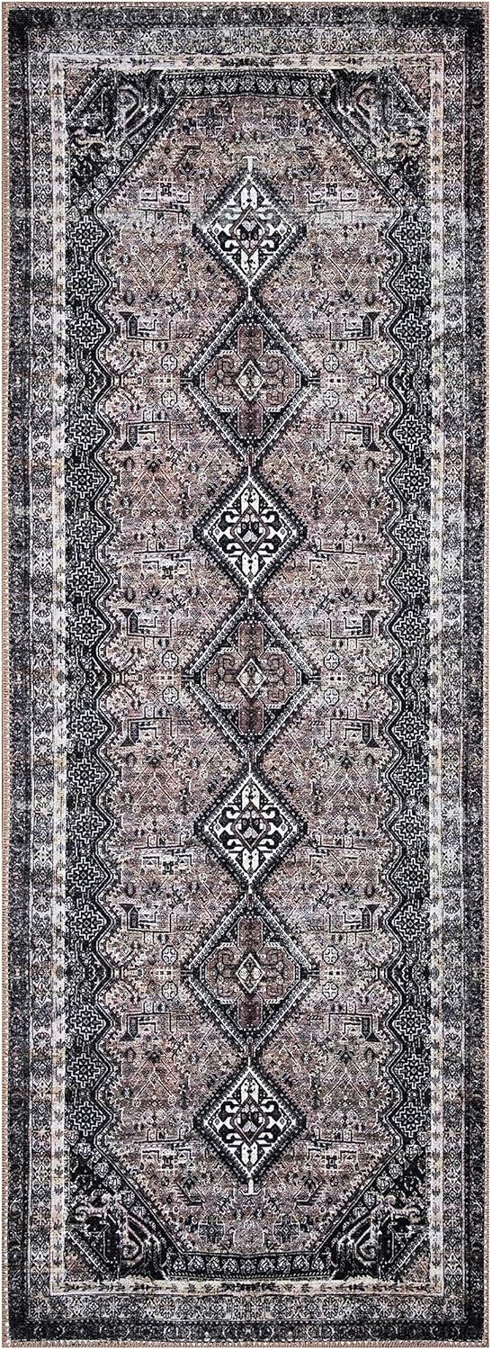 Keen Home Design 2x12 Rug - Machine Washable Runner Rug with Non-Slip Backing, Ideal for Hallway, Entryway, Kitchen, Laundry Room - Vintage, Easy Clean, Durable, Low Pile - (2'6" x 12')