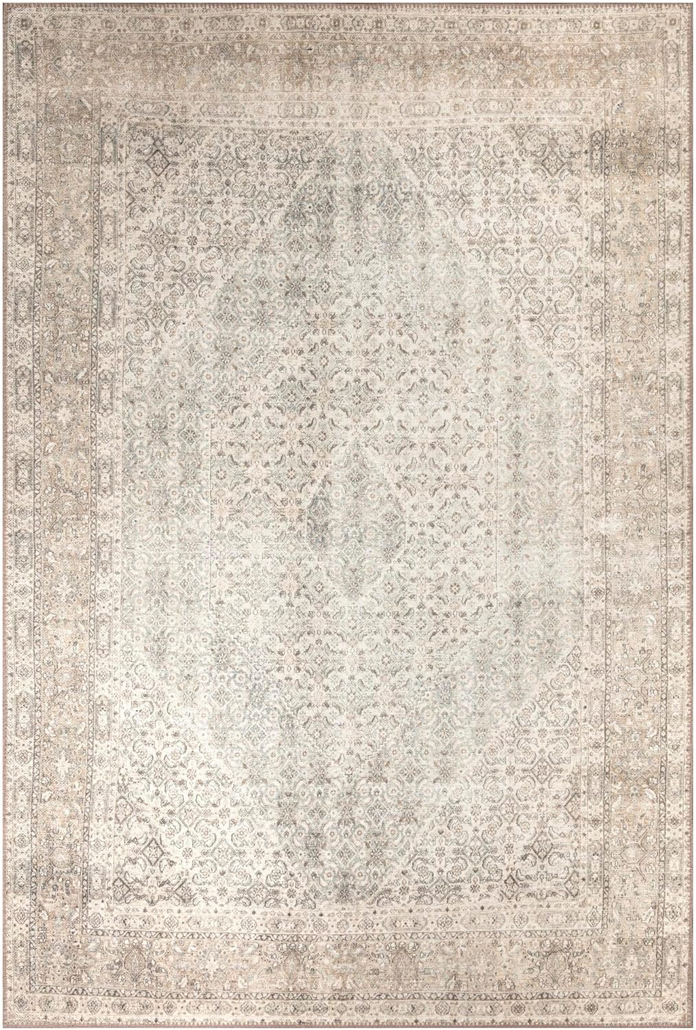 Keen Home Design 6x9 Rug - Machine Washable Area Rug with Non-Slip Backing, Ideal for Living Room, Dining Room, Bedroom - Vintage, Easy Clean, Durable, Low Pile Rug - (6' x 9')
