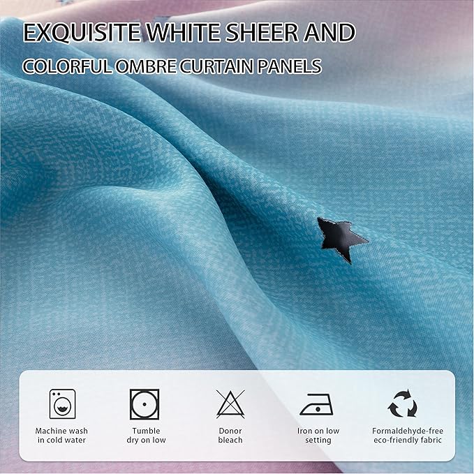 XiDi Kids Curtains 84 Inches Long for Girls Bedroom Nursery Rainbow Blackout Curtains Unicorn Princess Theme Home Decor Grommet Pink and Purple Blue Curtains W34 X L84 2 Panels Set