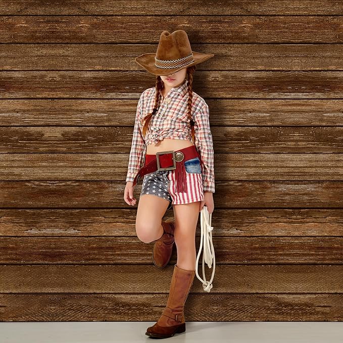 Kochorie 200 Ft x 54 Inch Wood Grain Tablecloth Roll in Slide Cutter Box Disposable Rustic Backdrop Vintage Table Cover Western Themed Bulletin Board Plastic Roll for Barn Birthday Classroom Decor
