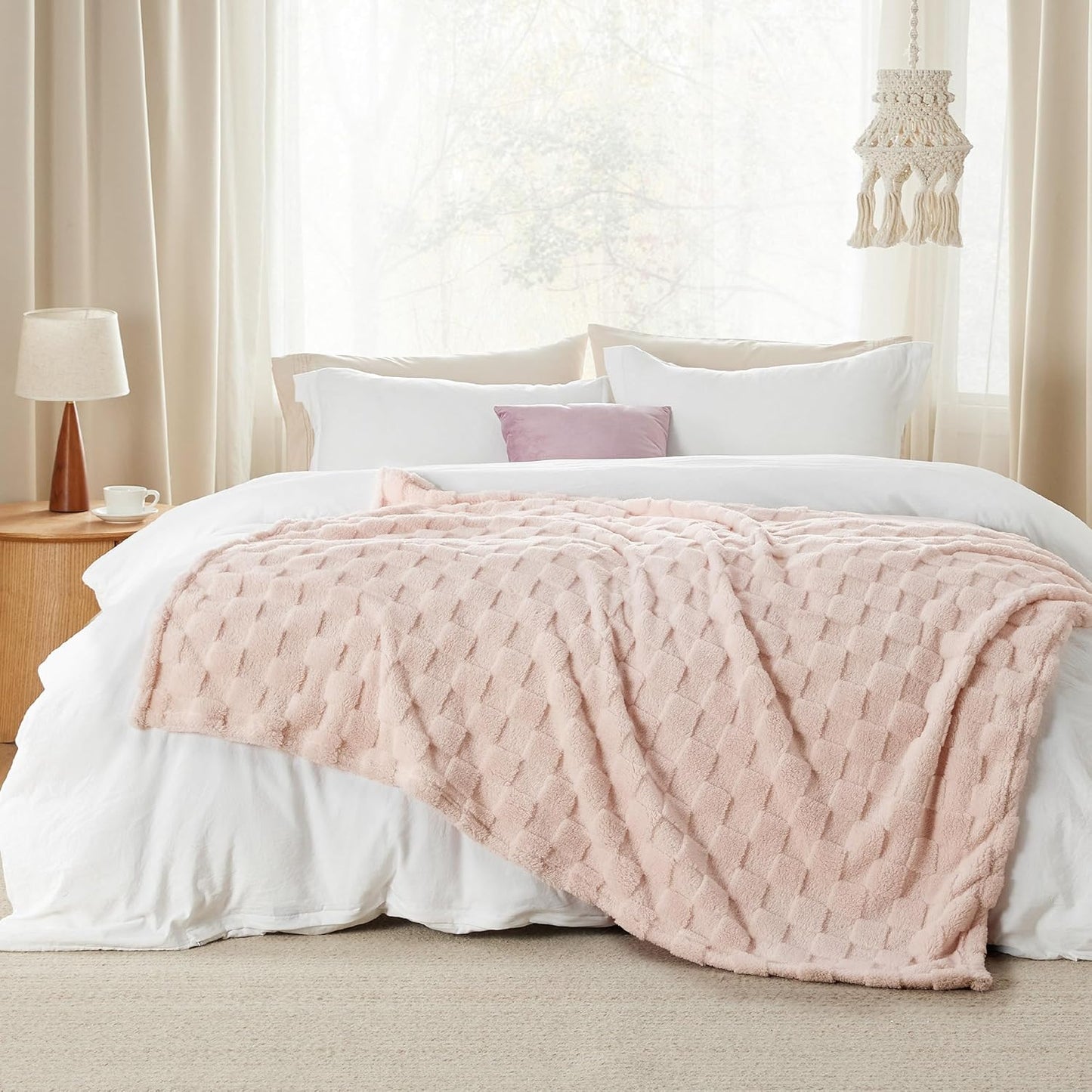 Bedsure GentleSoft Twin Blanket for Bed Light Pink - Super Soft Cozy Blankets for Women Men Girls, Cute Fuzzy Fleece Throws for Bedroom Couch, 60x80 Inches