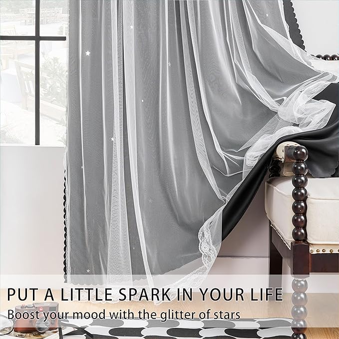 XiDi Curtains for Bedroom Windows, Black Curtains for Girls Bedroom, Unicorn Curtains for Kids Room, Blackout Curtains for Playroom 72 inchs Long 52 inches Wide 1 Panel Black
