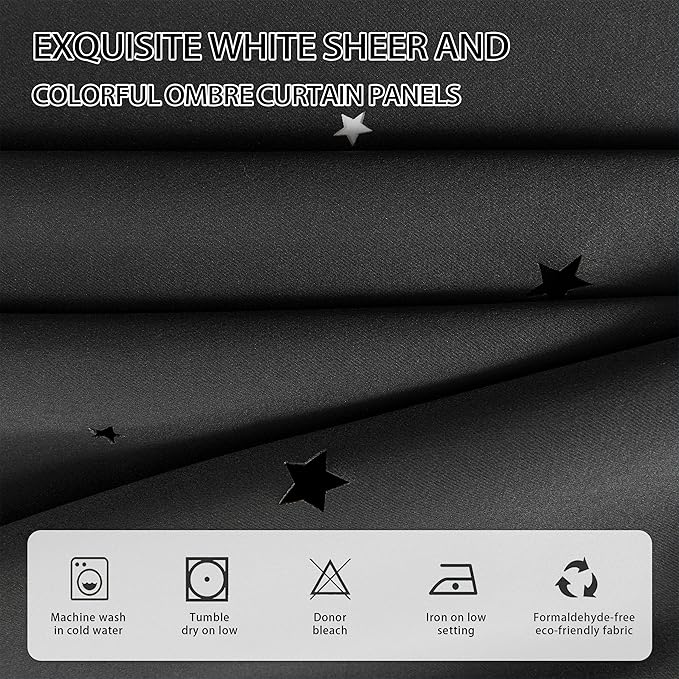 XiDi Black Out Curtains, Curtains for Girls Bedroom Decor, Unicorn Curtains for Kids Room, Black and White Curtains Blackout Curtains for Living Room 52 inches Wide 2 Panel Black