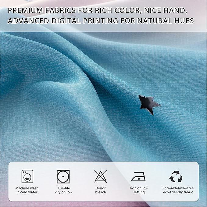 XiDi Blue Curtains for Bedroom, Blackout Curtain for Kids Room, Pink and Purple Curtain Double Layer Drapes 42 Inchs Long 52 inches Wide 1 Panel