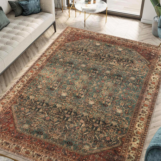 Keen Home Design 3x5 Rug - Machine Washable Entry Rug with Non-Slip Backing, Ideal for Enteryway, Kitchen, Bathroom, Laundry Room - Vintage, Easy Clean, Durable, Low Pile Rug - (3' x 5')
