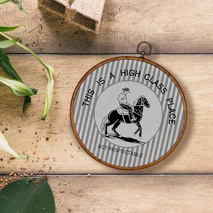 KSDUT Western Cowboy Wall Art Decor - Gray Preppy Trendy Southwestern Wall Art Canvas Frame Hanging Prints, Foyer Entryway Modern Round Wall Decor for Home Dorm Decorations 10"x10"
