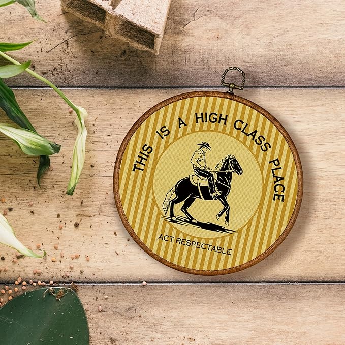 KSDUT Western Cowboy Wall Art Decor - Yellow Preppy Trendy Southwestern Wall Art Canvas Frame Hanging Prints, Foyer Entryway Modern Round Wall Decor for Home Dorm Decorations 10"x10"