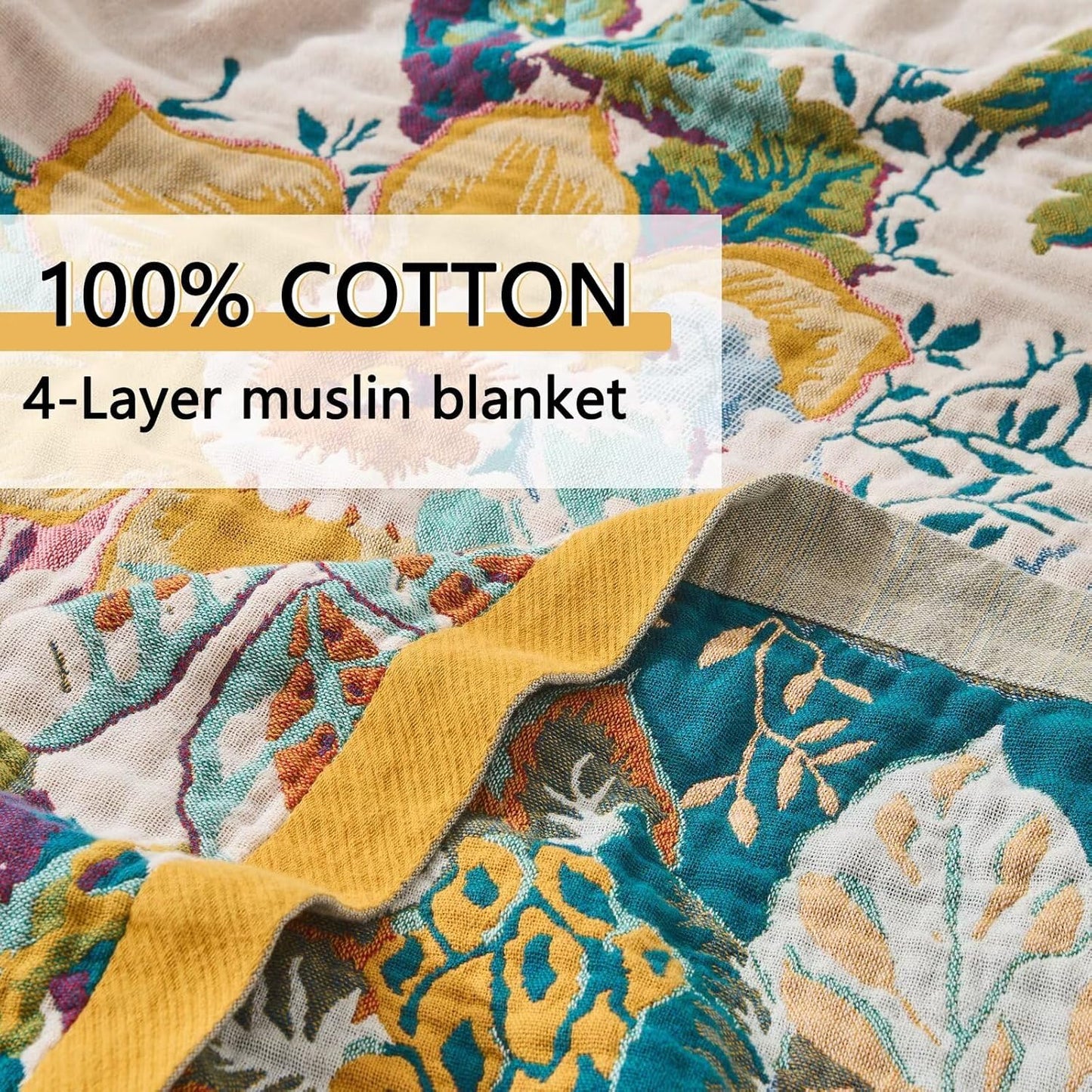 Boho Throw Blanket, Reversible Cotton Bohemian Tapestry Hippie Room Decor Double Sided, 100 Cotton King Size Bed Throw, Lightweight Summer Blanket for Travel, Sofa, Picnic,90"x98"