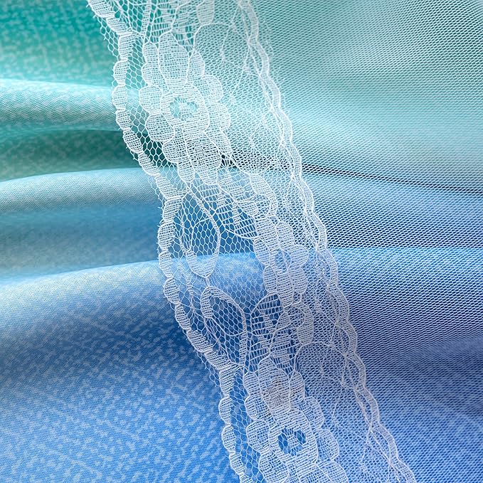 XiDi Blue Green Grey Blackout Curtains 63 Inches Long for Living Room Bedroom 2 Panels Double Layer Curtains Rainbow Kids Grommet Window Drapes for Nursery Princess Unicorn Wall Decals 52 Inches Wide