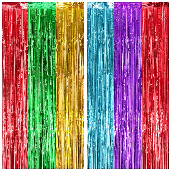 KatchOn, XtraLarge Rainbow Streamers - 3.2 x 8. Ft, 2 Pcs | Multicolor Fringe Curtain for Fiesta Party, Hawaiian, Luau, Unicorn Birthday Decorations | Rainbow Backdrop for Back to School Decorations