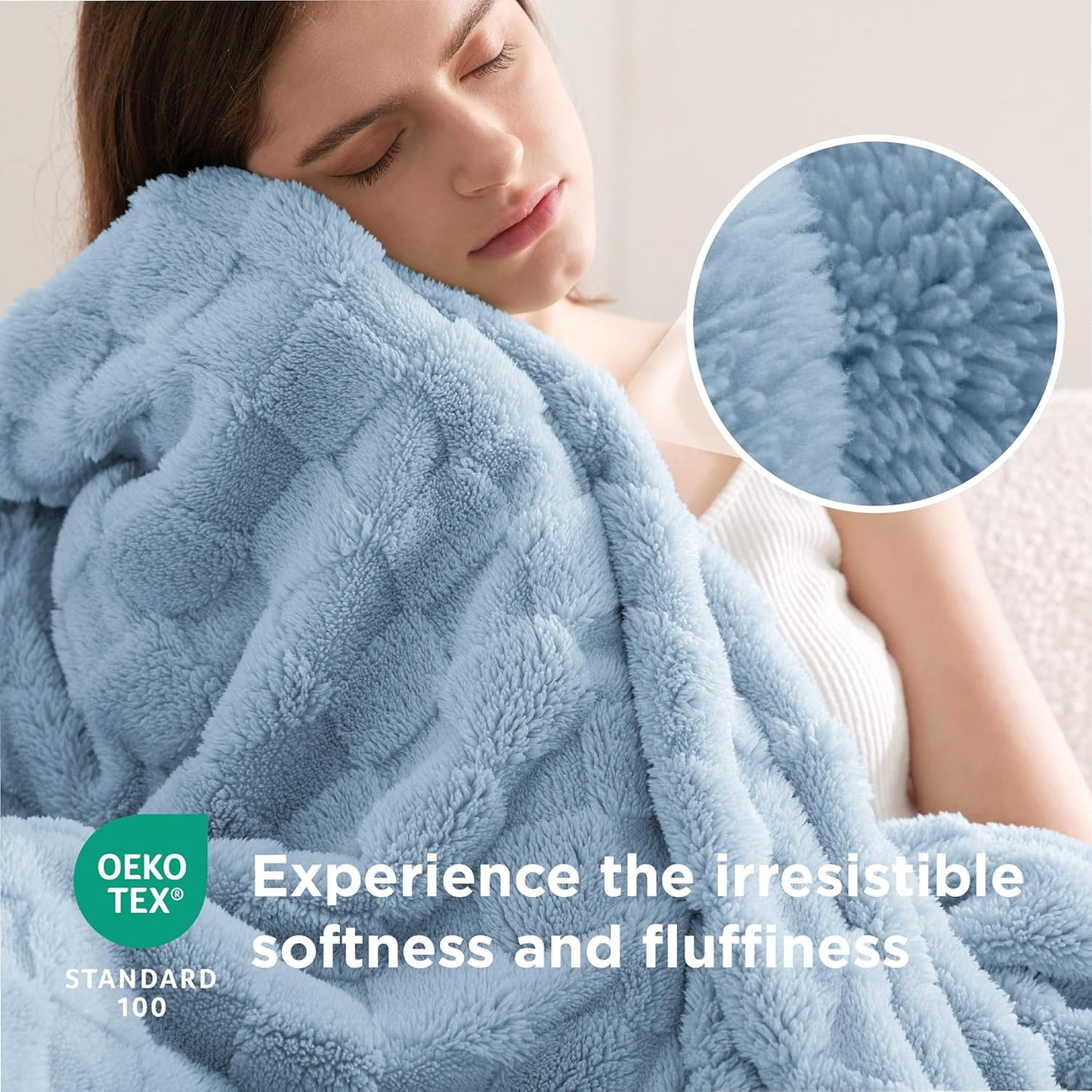 Bedsure GentleSoft Light Blue Throw Blanket for Couch - Super Soft Cozy Blankets Gifts for Women Men Girls, Cute Small Fleece Throws for Bedroom Home Decor, 50x70 Inches