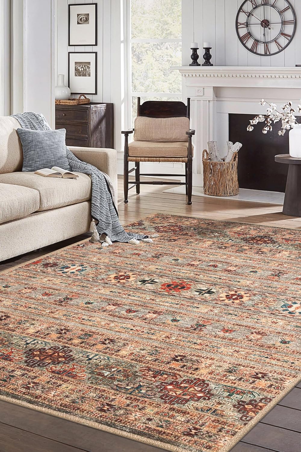 Keen Home Design 3x5 Rug - Machine Washable Entry Rug with Non-Slip Backing, Ideal for Enteryway, Kitchen, Bathroom, Laundry Room - Vintage, Easy Clean, Durable, Low Pile Rug - (3' x 5')