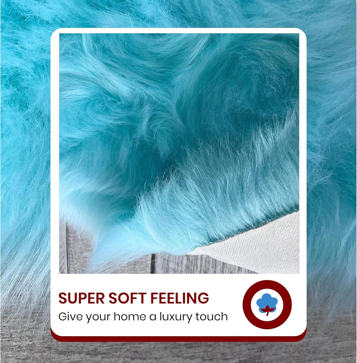 LAMBZY Faux Sheepskin Super Soft Hypoallergenic Free Shape Silky Shag Rug, Luxury Shaggy Plush Carpet for Bedrooms Living Kids Room Sofa Rugs (Blue, Triple Side by Side 3'x6')