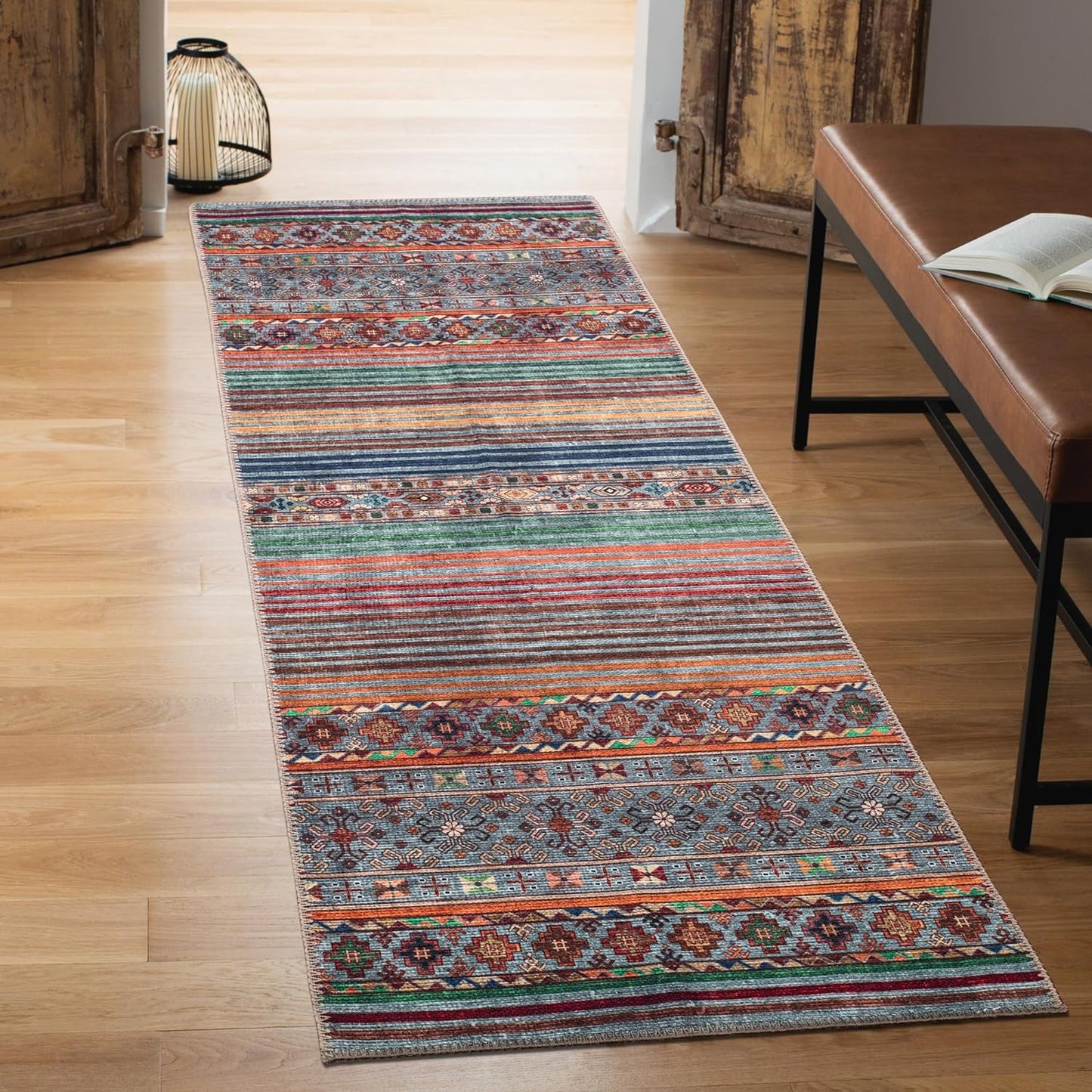 Keen Home Design 2x10 Rug - Machine Washable Runner Rug with Non-Slip Backing, Ideal for Hallway, Entryway, Kitchen, Laundry Room - Vintage, Easy Clean, Durable, Low Pile - (2'6" x 10')