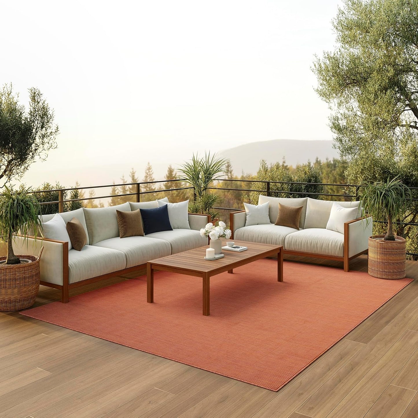 Nourison Home Positano 6' x 9' Terracotta Fabric Modern Area Rug (6' x 9')