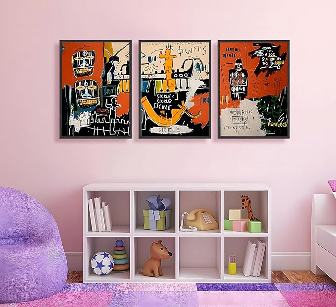 JWDXNOOK 3pcs Modern Colorful Graffiti Wall Art Street Canvas Prints Posters Modern Abstract Paintings Wall Decor for Urban Home Living Room Bedroom Bathroom Office Home Decor Unframed