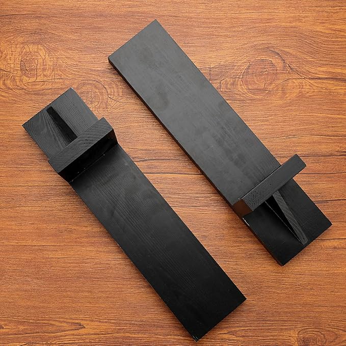 OwnMy Set of 2 Wooden Wall Candle Sconces Rustic Wall Mount Wooden Pillar Candle Sconces, Black Farmhouse Wall Candle Sconce Vintage Hanging Candle Holders Decor for Living Room