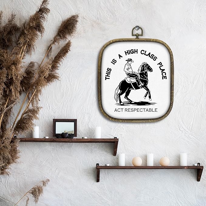 KSDUT Western Cowboy Wall Art Decor - Preppy Trendy Southwestern Wall Art Canvas Frame Hanging Prints, Foyer Entryway Modern Square Wall Decor for Home Dorm Decorations 6.5"x5.7"