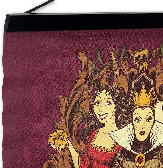 Open Road Brands Disney Villains Essence of Beauty Hanging Canvas Banner - Fun Villains Wall Decor for Movie Room or Bedroom