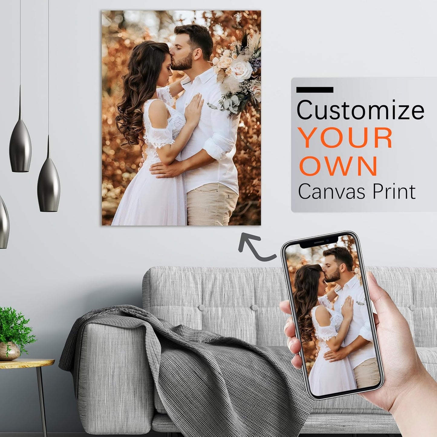 YUNART Ship Next Day - Custom Canvas Prints with Your Photos, Personalized Canvas with Pictures Print for Wall Art Bedroom, Customized Photo Gifts for Couple Men Women Mom Baby Dog Family - 12"x16"