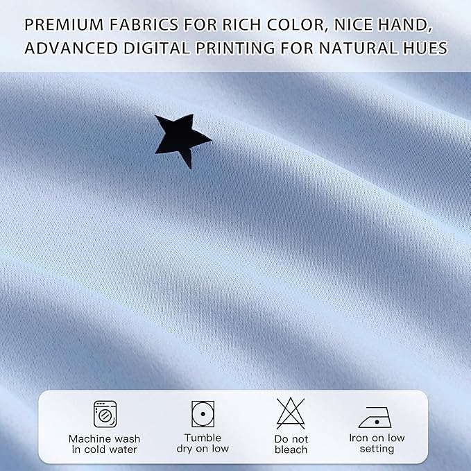 XiDi Light Blue Blackout Curtains for Girls Bedroom Living Room 63 Inches Long 2 Panels Star Curtains Boys Kids Room Darkening Thermal Insulated Drapes Grommet Noise Reduction Window Treatments 34x63