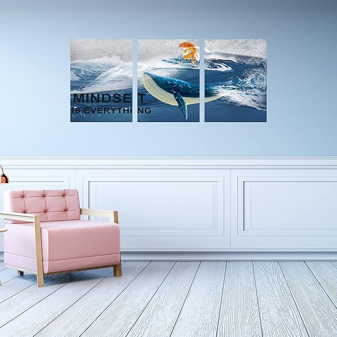 Inspirational Canvas Paintings 3 Panels Motivational Wall Art Inspirational Wall Art Entrepreneur Quotes Artwork Painting Picture for Framed Office Home Decoration Living Room Bedroom 60" W x 28" H