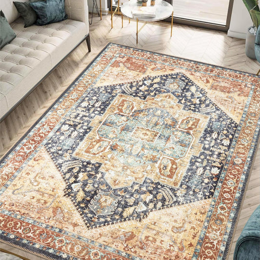 Keen Home Design 3x5 Rug - Machine Washable Entry Rug with Non-Slip Backing, Ideal for Enteryway, Kitchen, Bathroom, Laundry Room - Vintage, Easy Clean, Durable, Low Pile Rug - (3' x 5')