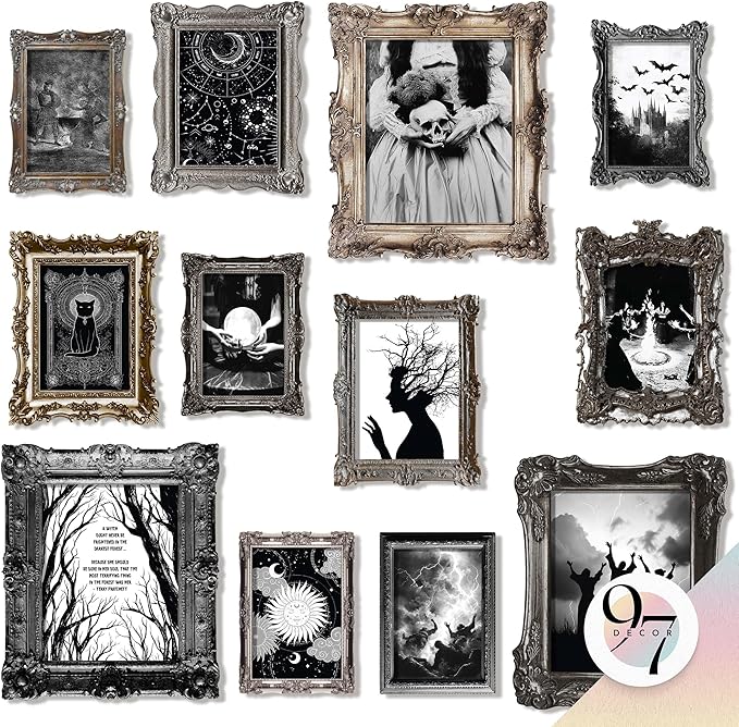 97 Decor Vintage Gothic Decor For Bedroom - Witchy Home Decor, Halloween Witchy Wall Art Prints, Creepy Dark Posters Witch Pictures Spooky Wall Decorations (Unframed)